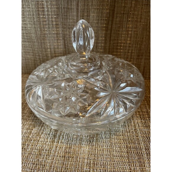 Vintage 1960’s Anchor Hocking Prescut Clear Glass Star of David Candy Dish w/Lid - Picture 1 of 11
